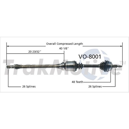 SURTRACK AXLE Cv Axle Shaft, Vo-8001 VO-8001